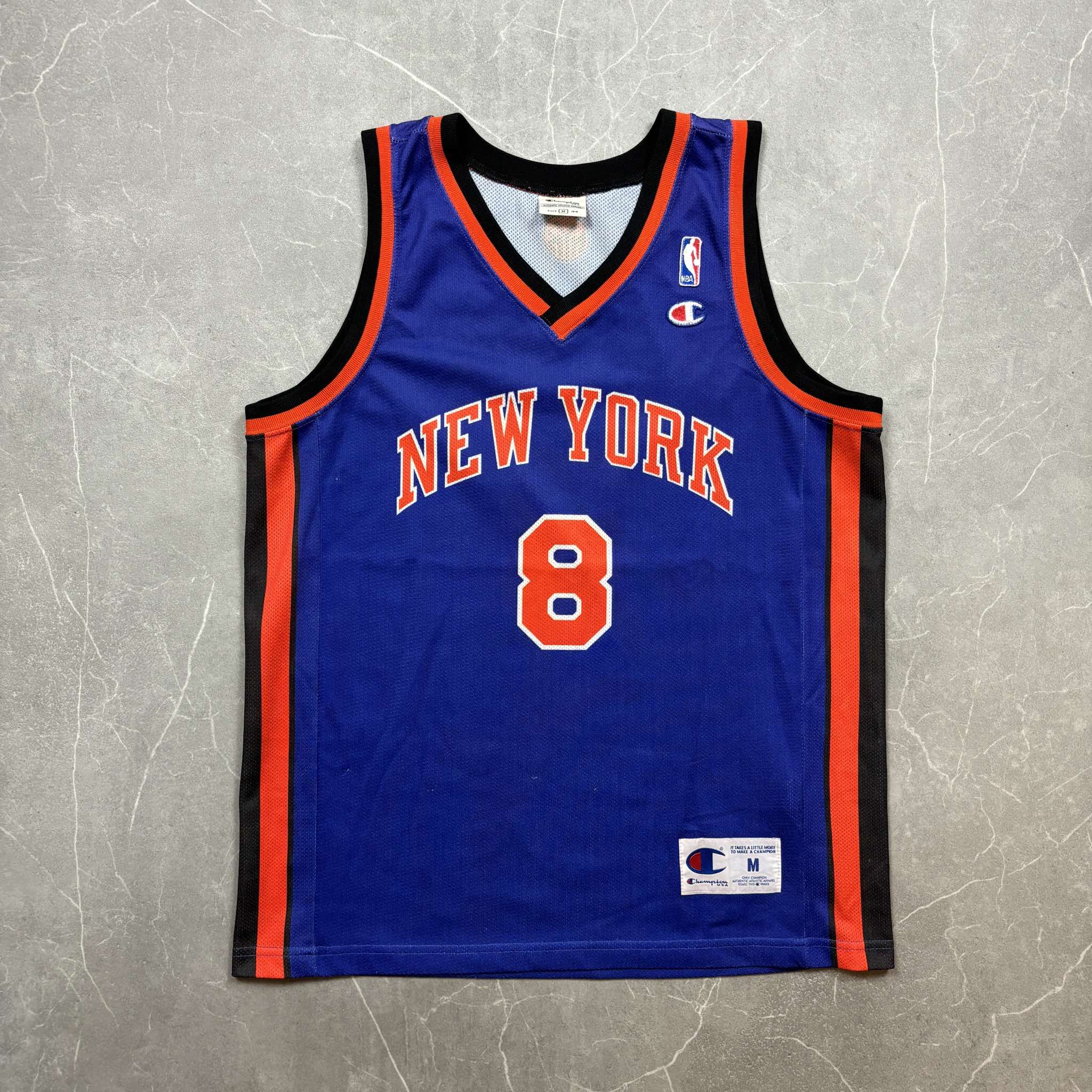 Vintage New York Knicks Latrell Sprewell Champion Jersey Sz 48 XL #8 outlet NBA VTG