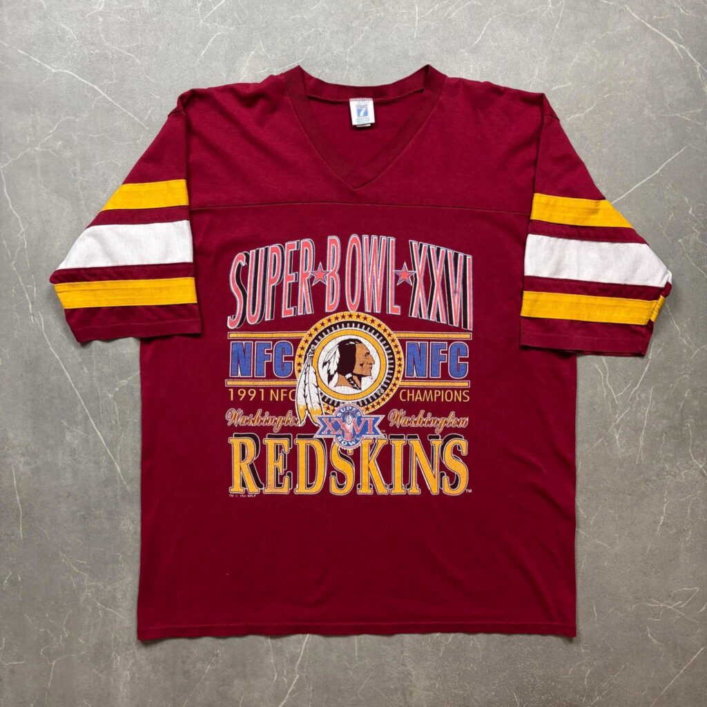 Washington Redskins Vintage 1991 Super Bowl Logo7 V neck T shirt XL