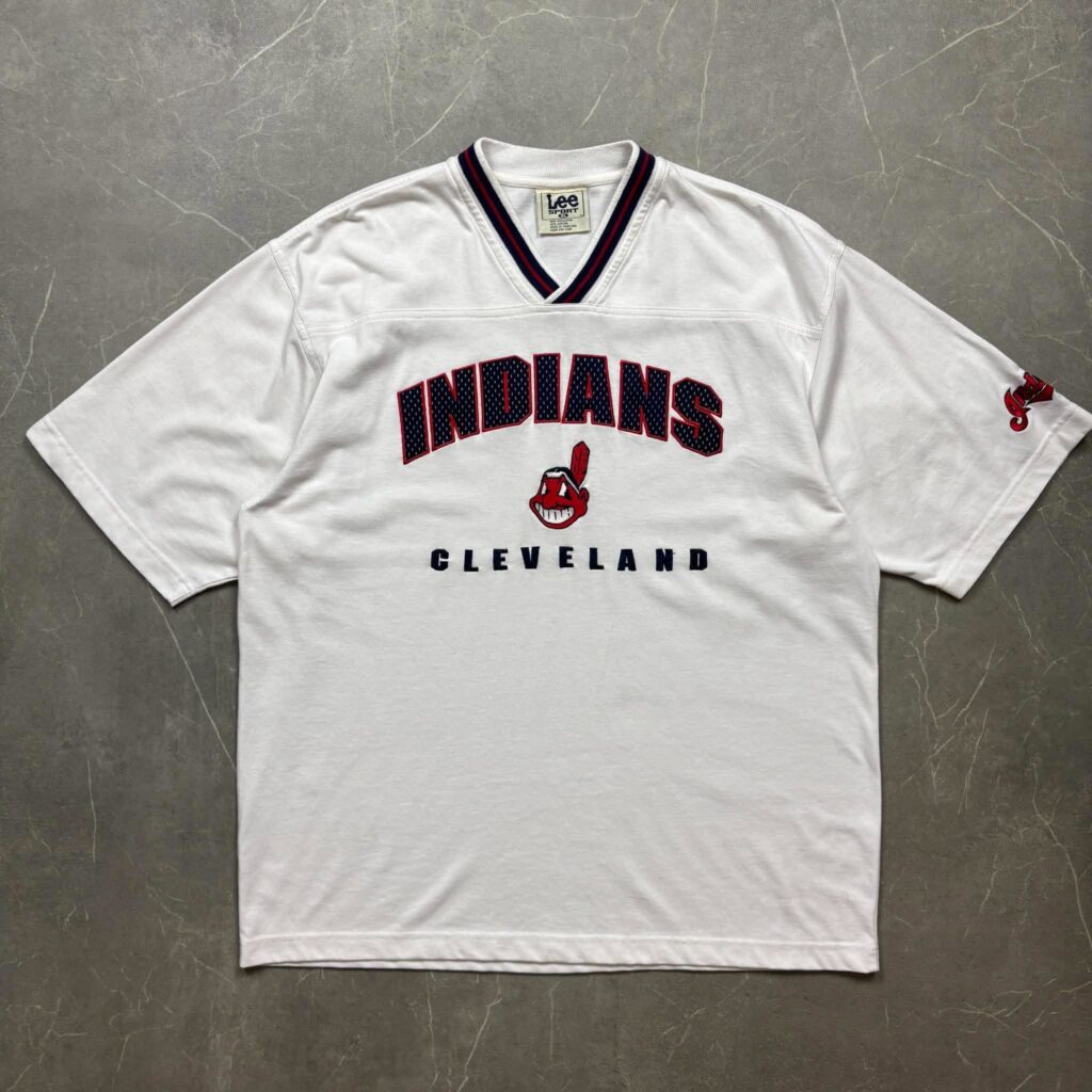 Cleveland Indians Vintage Lee Sport V neck Cotton MLB Jersey XL