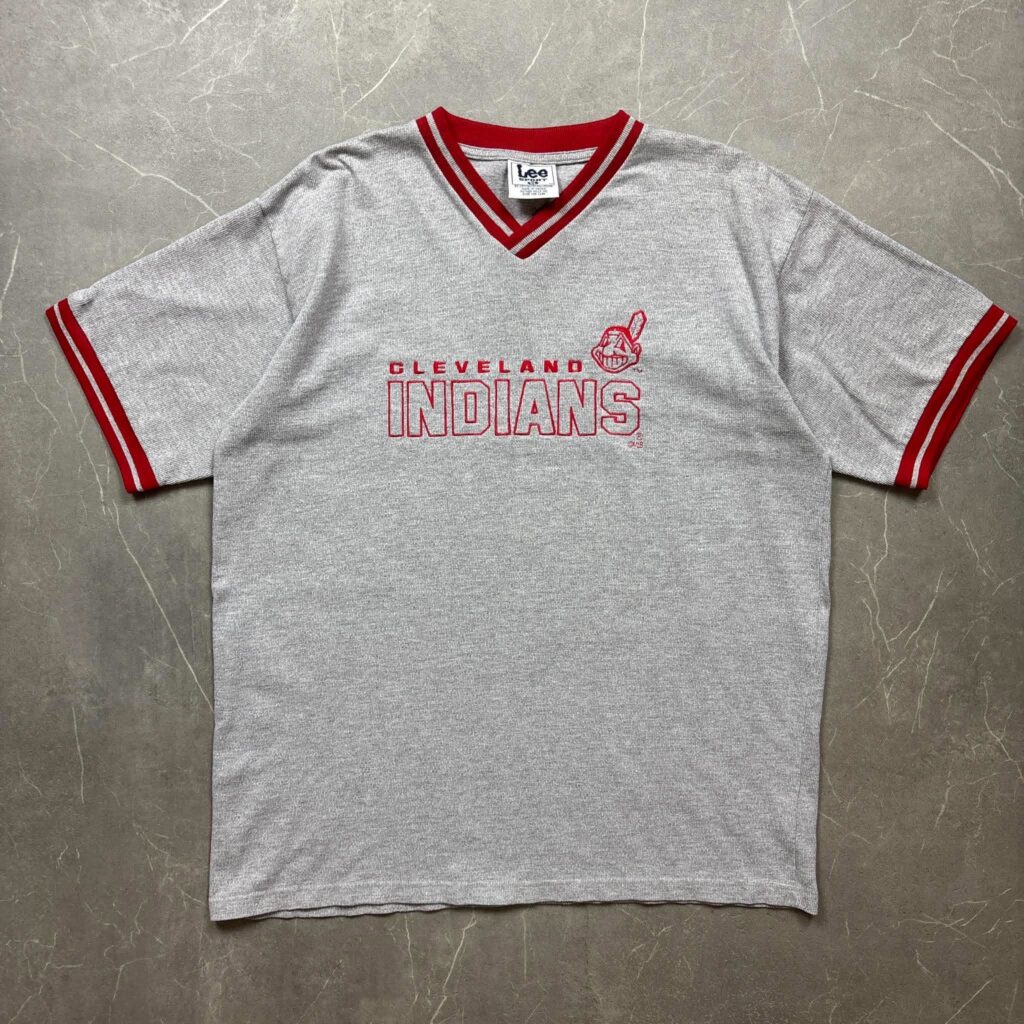 Cleveland Indians Vintage Lee Sport grey V Neck MLB T shirt XL