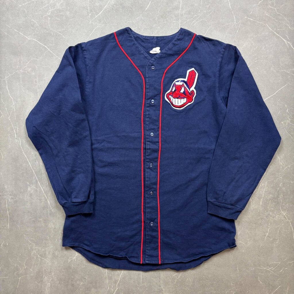 Cleveland Indians Vintage Majestic Longsleeve Cotton MLB Jersey XL