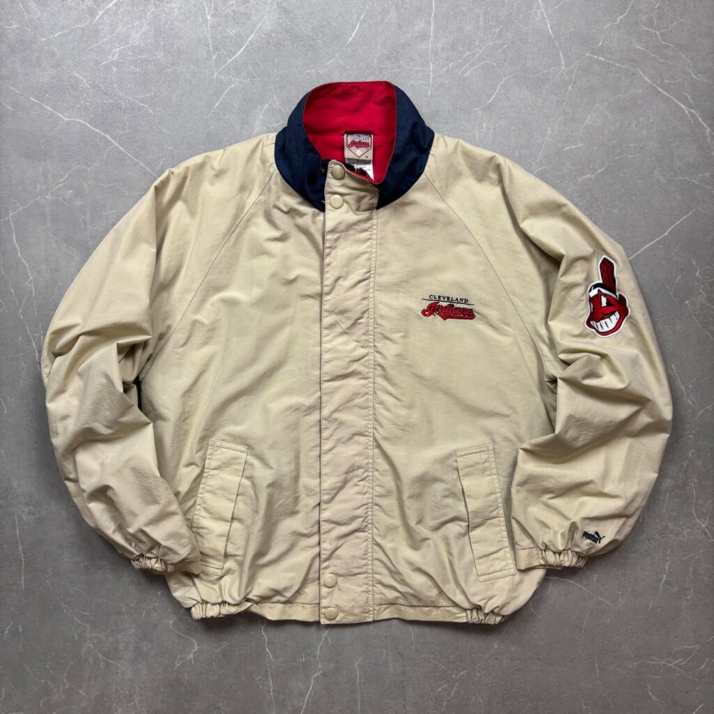 Cleveland Indians Vintage Puma Beige MLB Jacket M