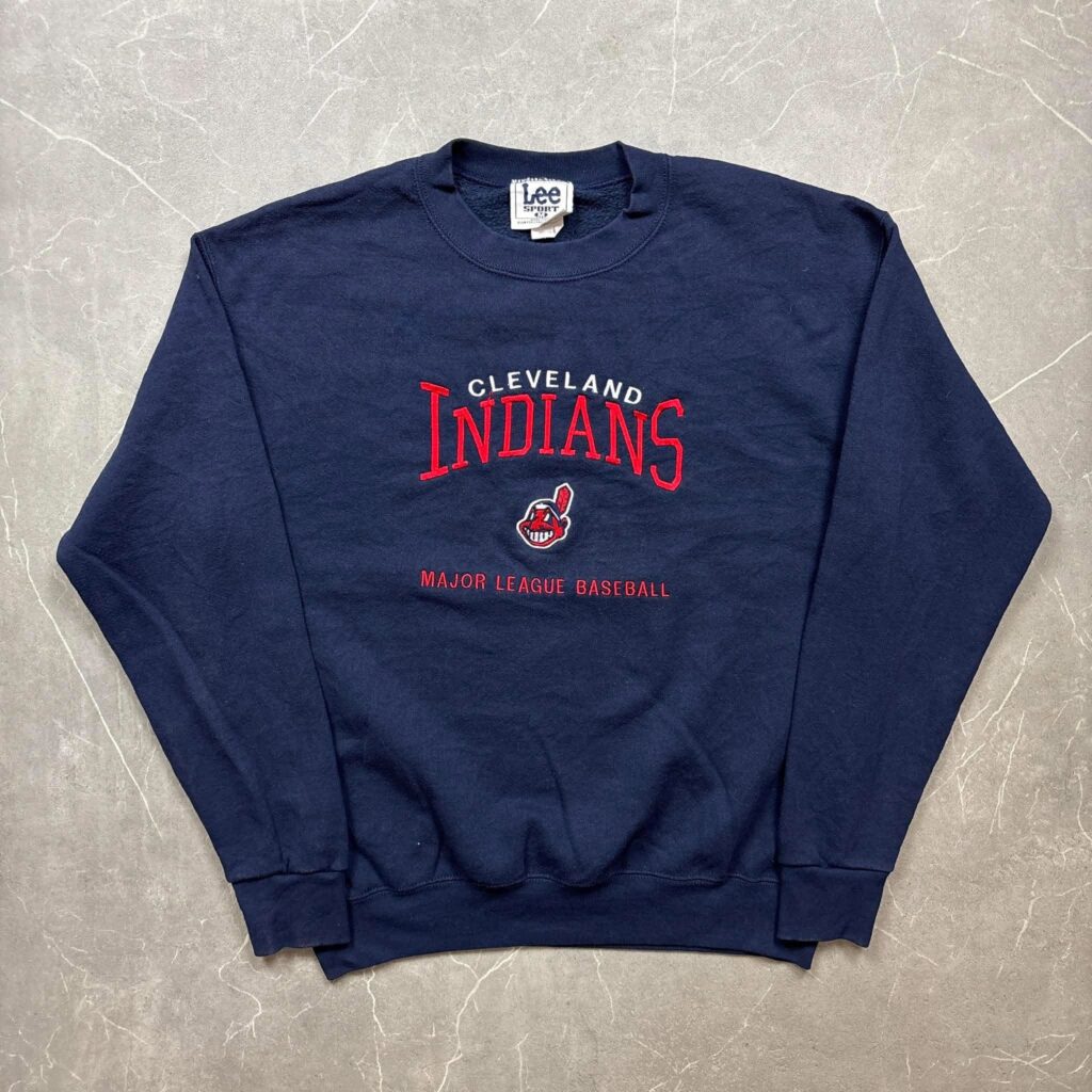 Cleveland Indians Vintage Lee Sport Spellout MLB Crewneck M navy