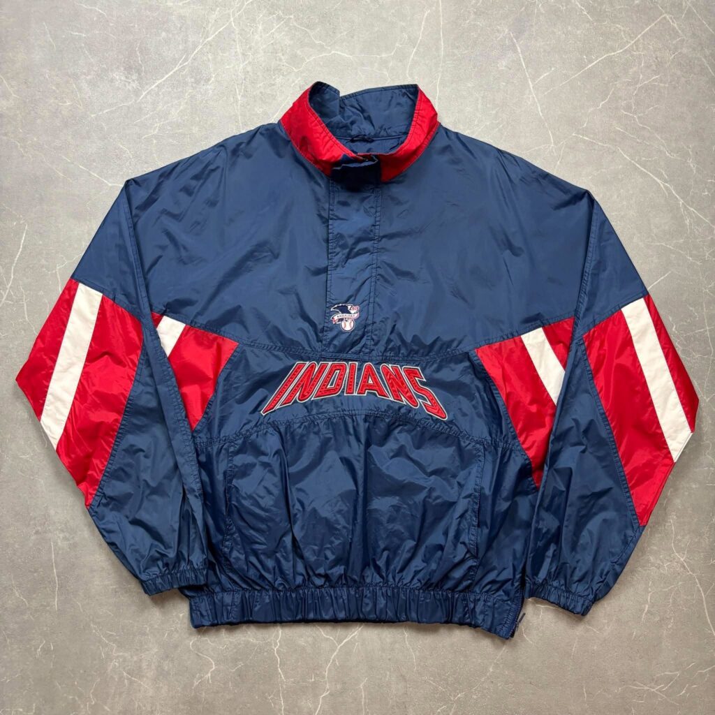 Cleveland Indians Vintage Starter MLB Half Zip Windbreaker Jacket XXL