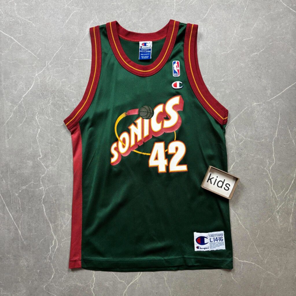 Seattle Supersonics Vin Baker Vintage Champion NBA Mez Gyerek L